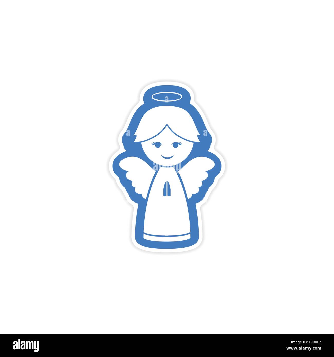 paper sticker on white background Christmas angel Stock Vector