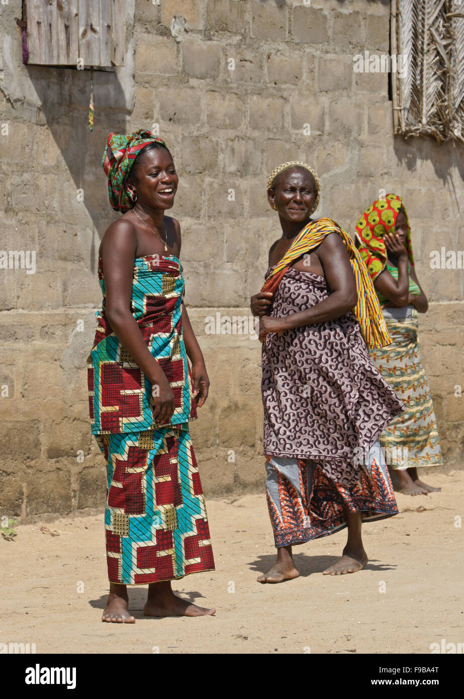Fon women dancing and singing in village of Heve-Grand Popo, Benin Stock Photo