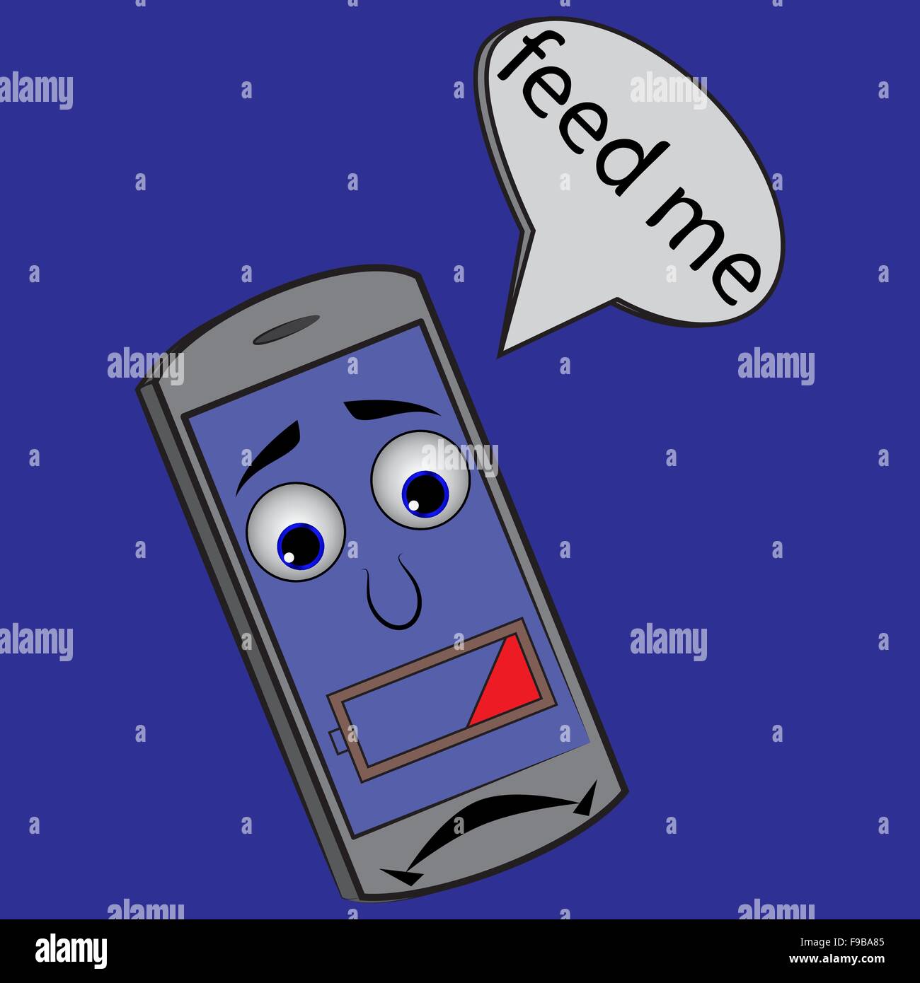 Cartoon Cell Phone With Charge Indicator 25 Telephone Requests To Stock Vector Image Art Alamy