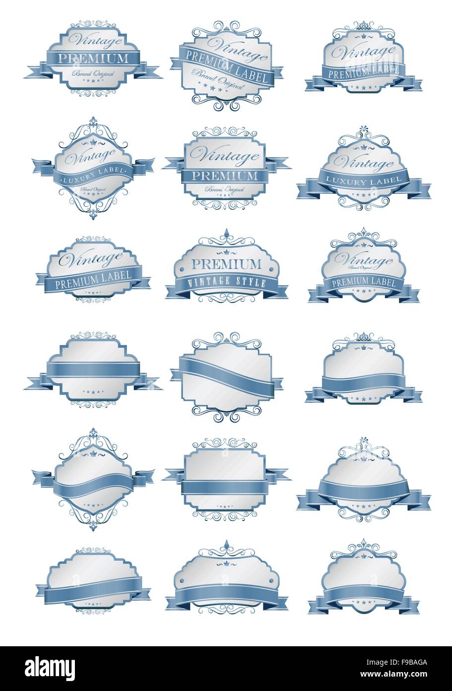 Luxury soft blue labels and blank labels template Stock Vector