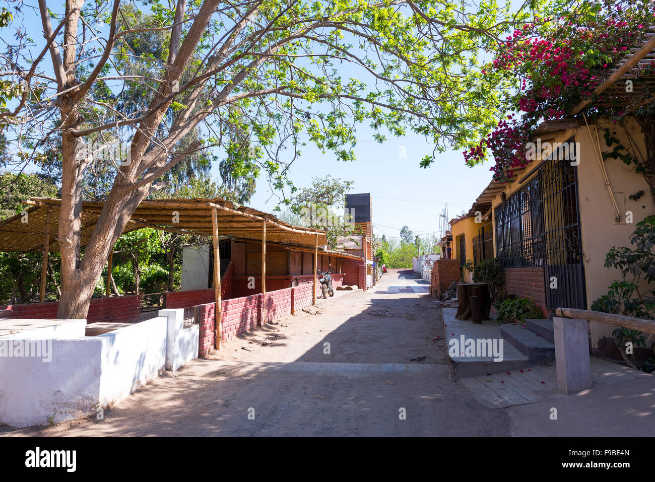 Street in Ica, Peru where many pisco distilleries are located Stock Photo