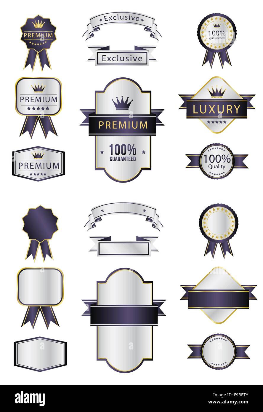 Blank Premium label and budges luxury purple and silver Stock Vector