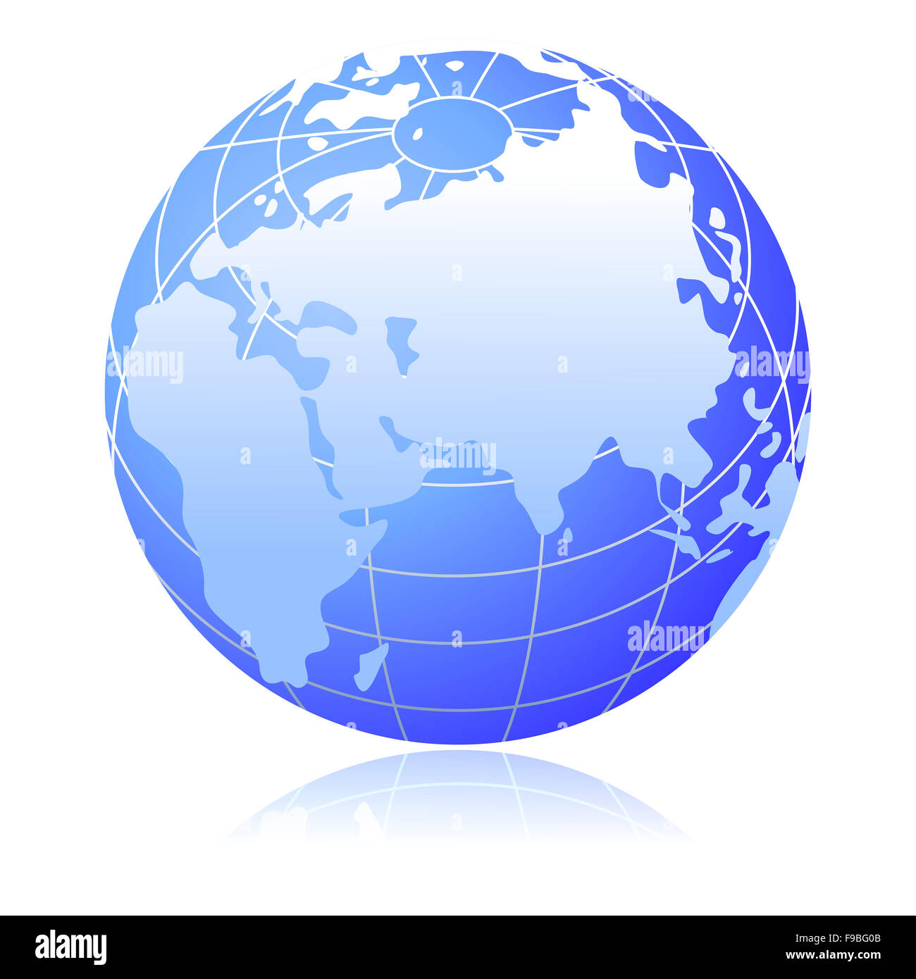 Illustration of earth globe on white and black backgrounds with glow shadow. Stock Photo