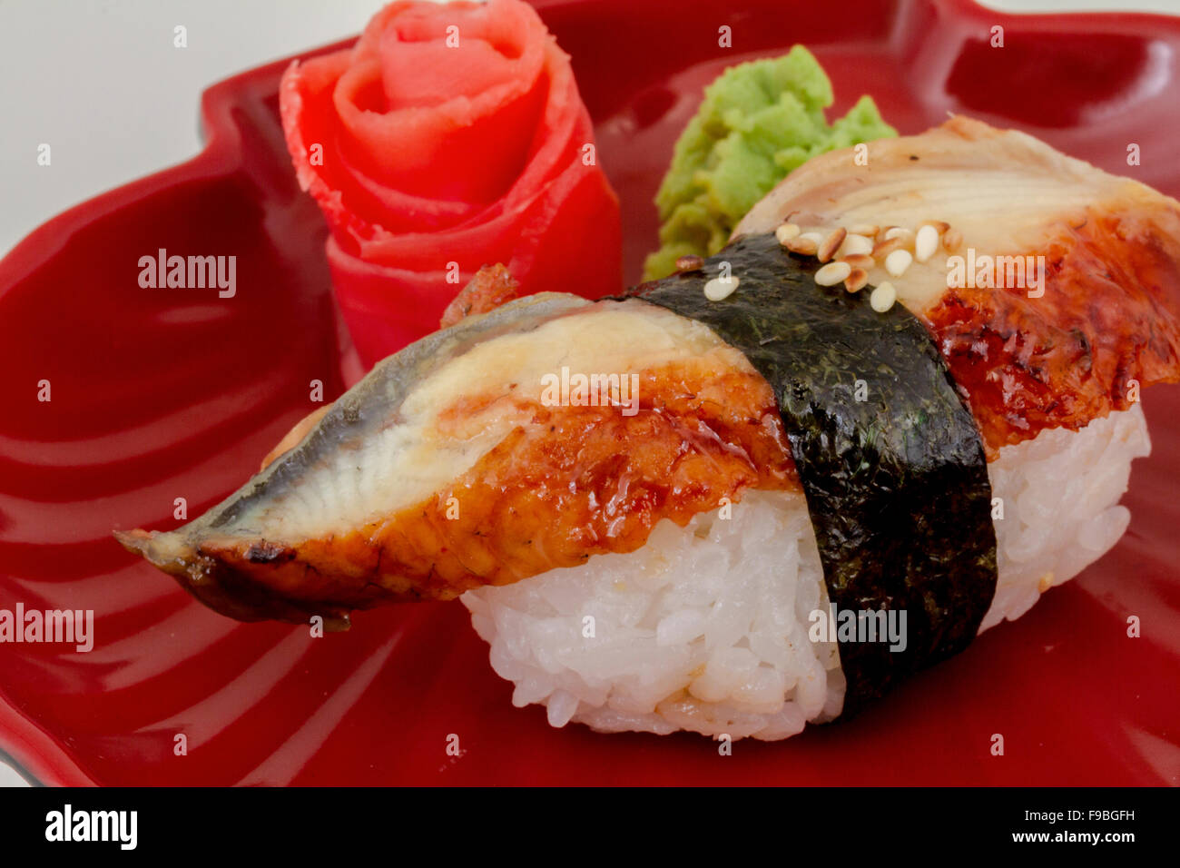 Eel sushi. Isolated over white Stock Photo Alamy