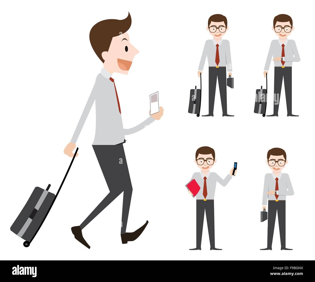 Business man and business trip charectors design set Stock Vector