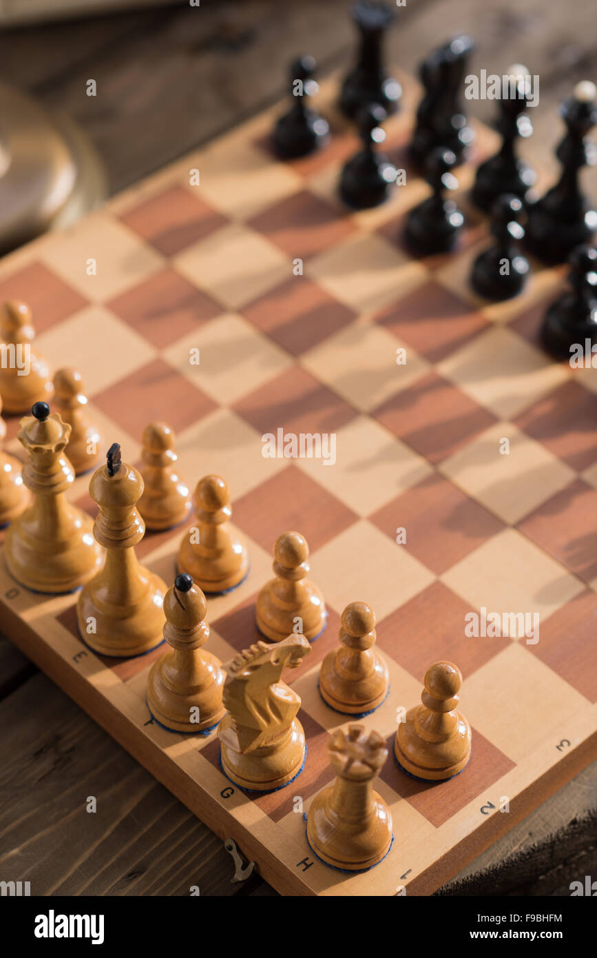 Chess pieces on board at home Stock Photo