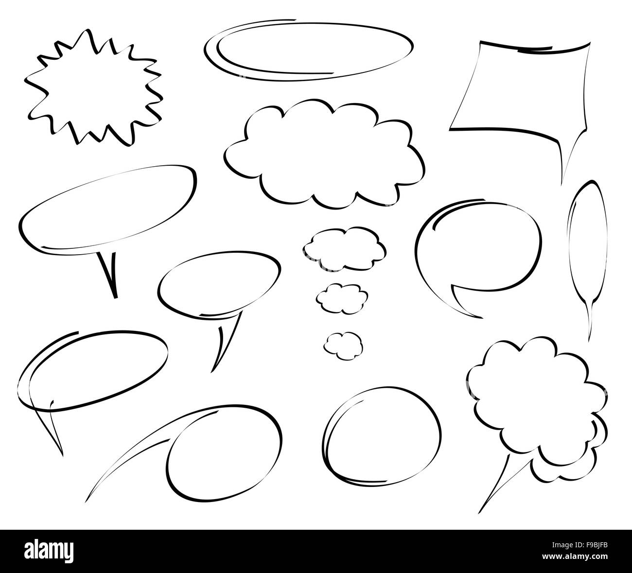 Set of hand drawn speech bubbles, vector design elements Stock Vector ...
