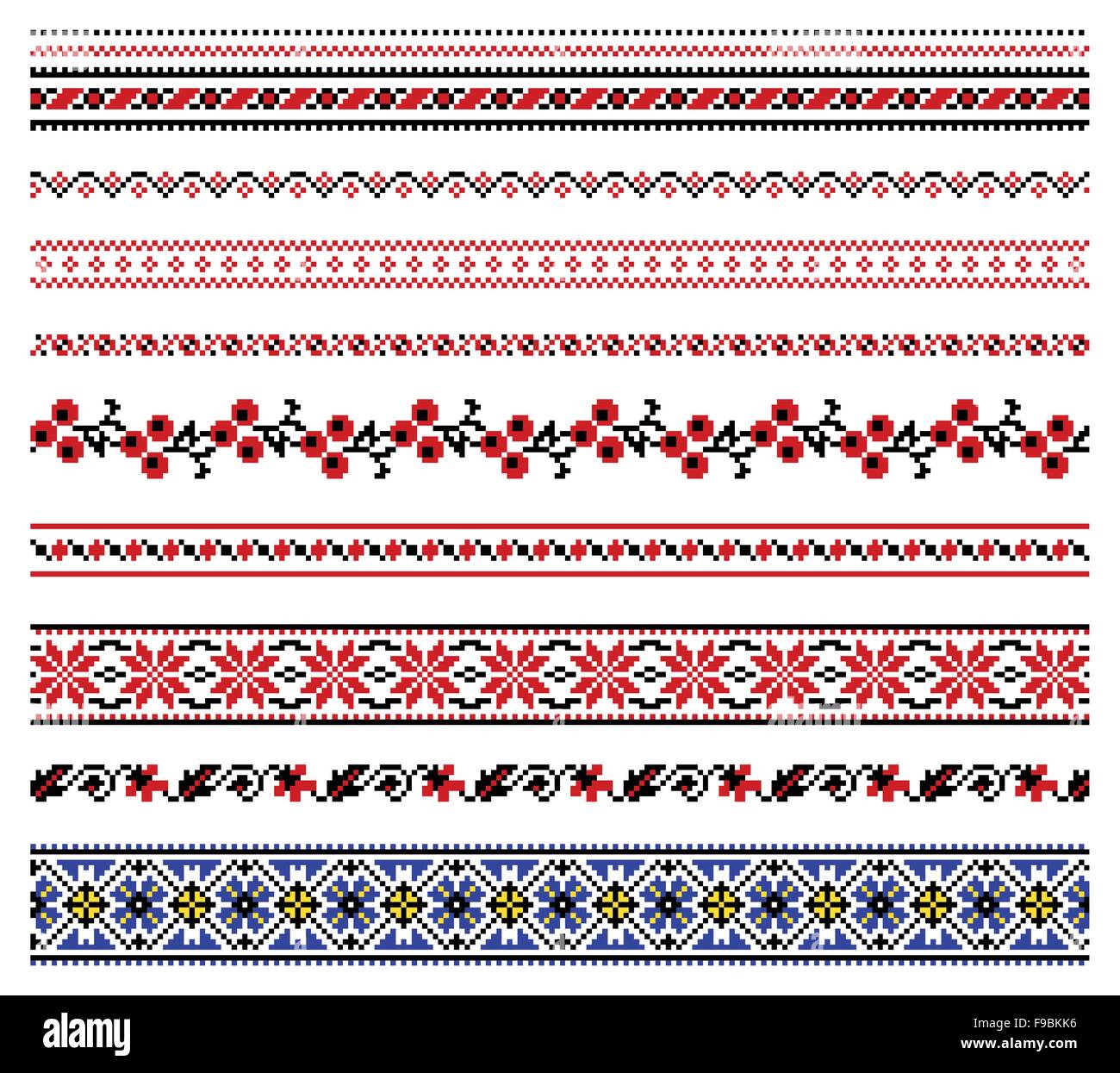 Vector illustrations of ukrainian embroidery ornaments, patterns