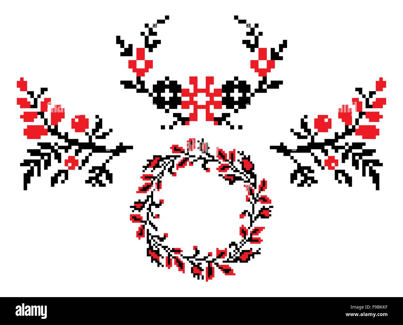 Vector illustrations of ukrainian embroidery ornaments, patterns