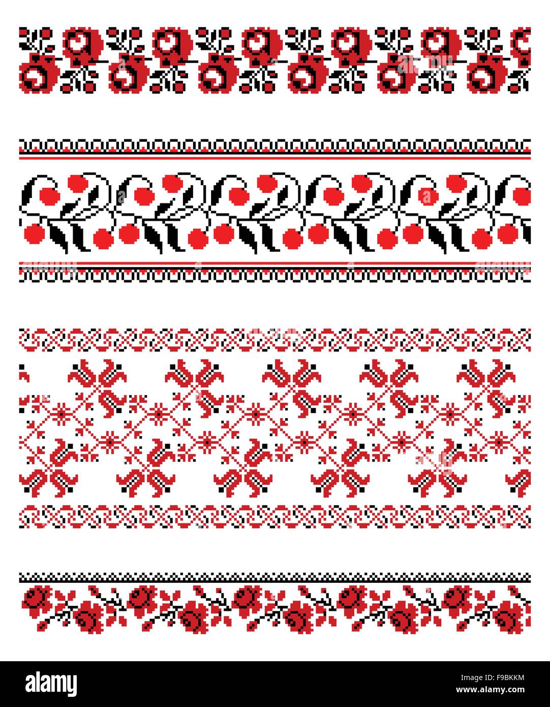 Vector illustrations of ukrainian embroidery ornaments, patterns