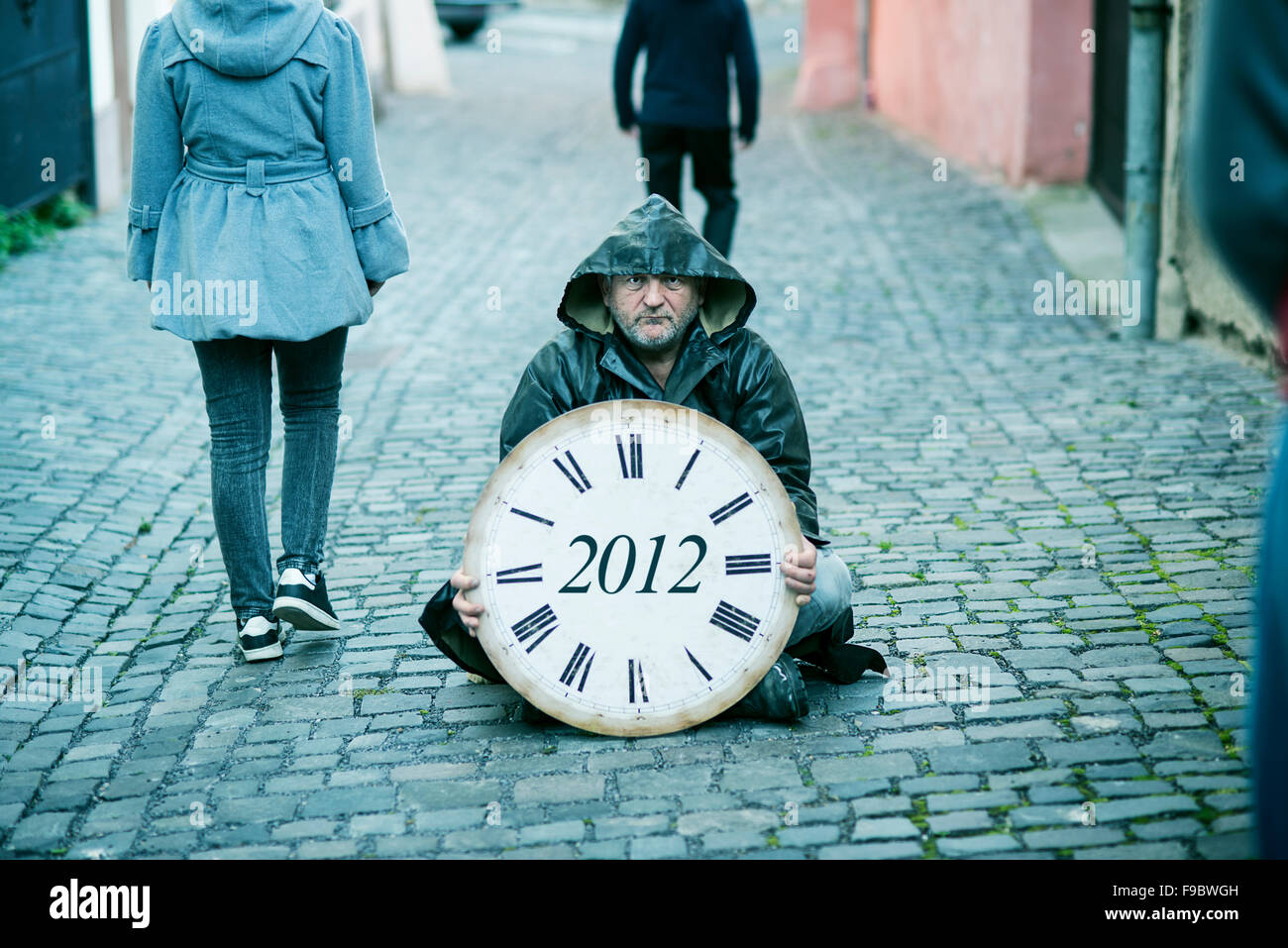 Man is waiting for end of the world. Stock Photo