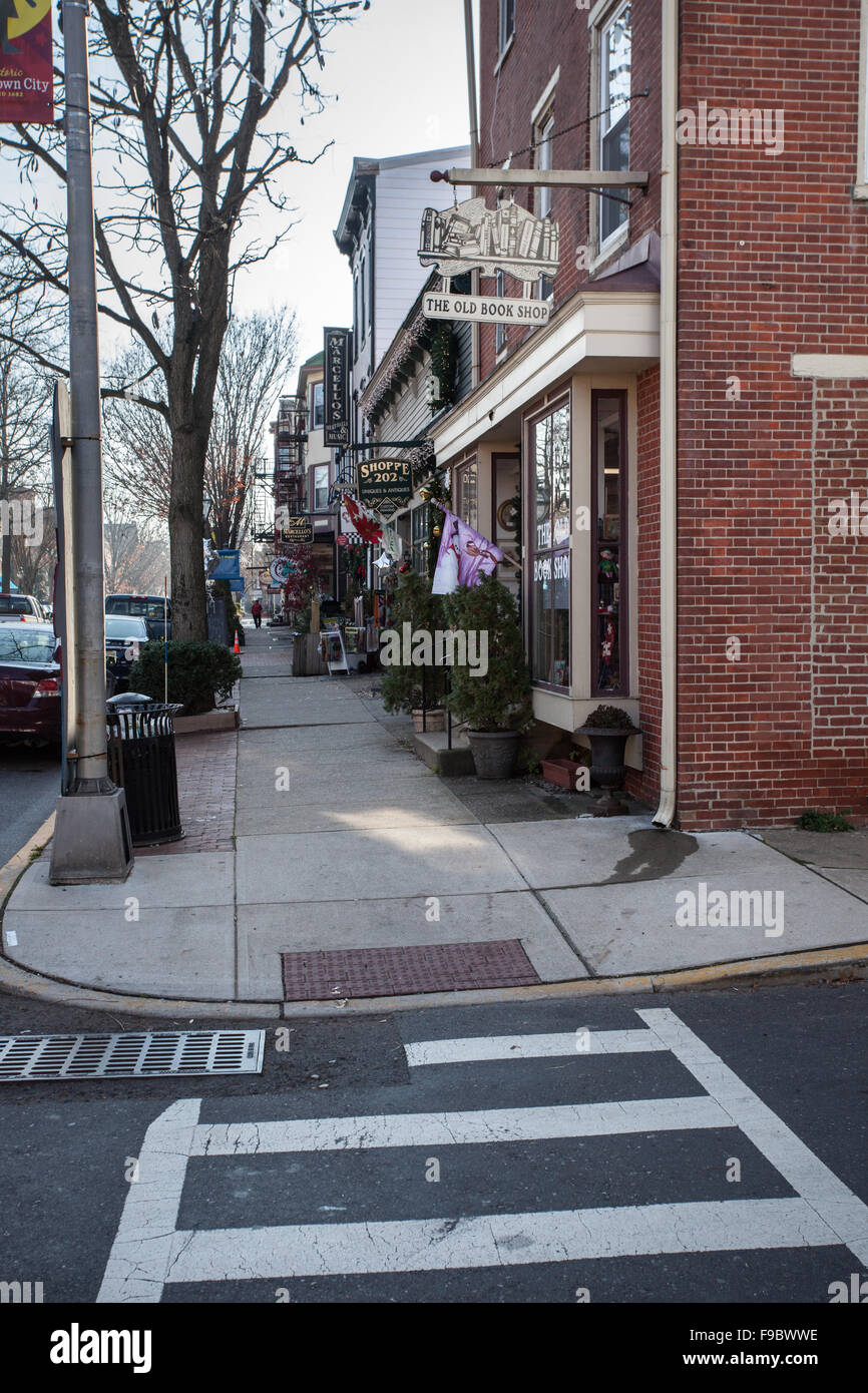 Shops on Farnsworth Avenue, Bordentown, NJ. Christmas, 2015 Stock Photo