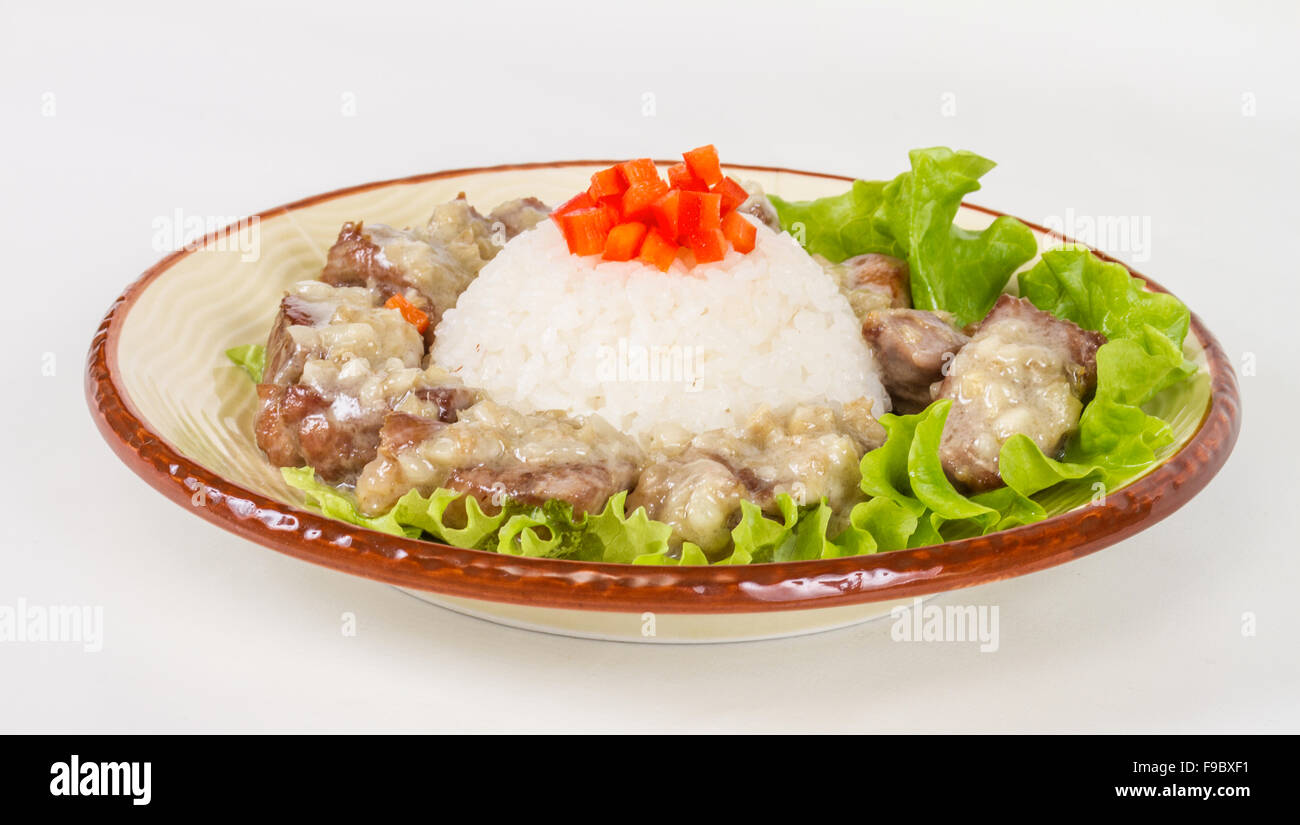 Rice and pork japanese style Stock Photo Alamy