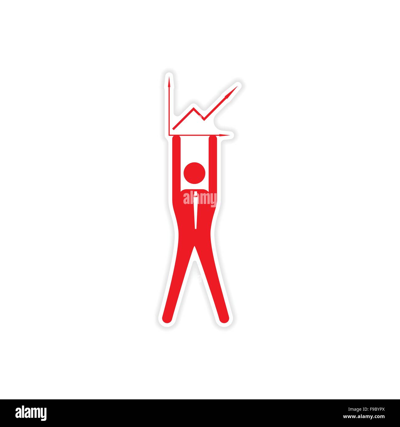 stylish sticker on paper man holding graph Stock Vector