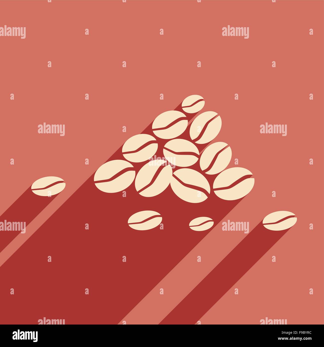 Flat with shadow icon and mobile application coffee beans Stock Vector