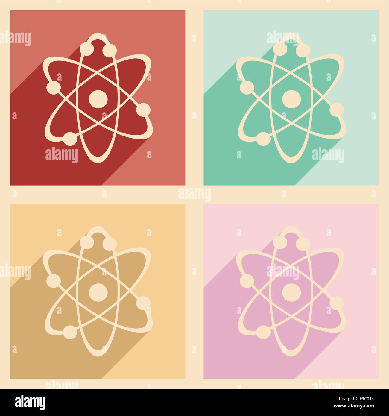 Flat with shadow concept and mobile application atoms of the molecule Stock Vector