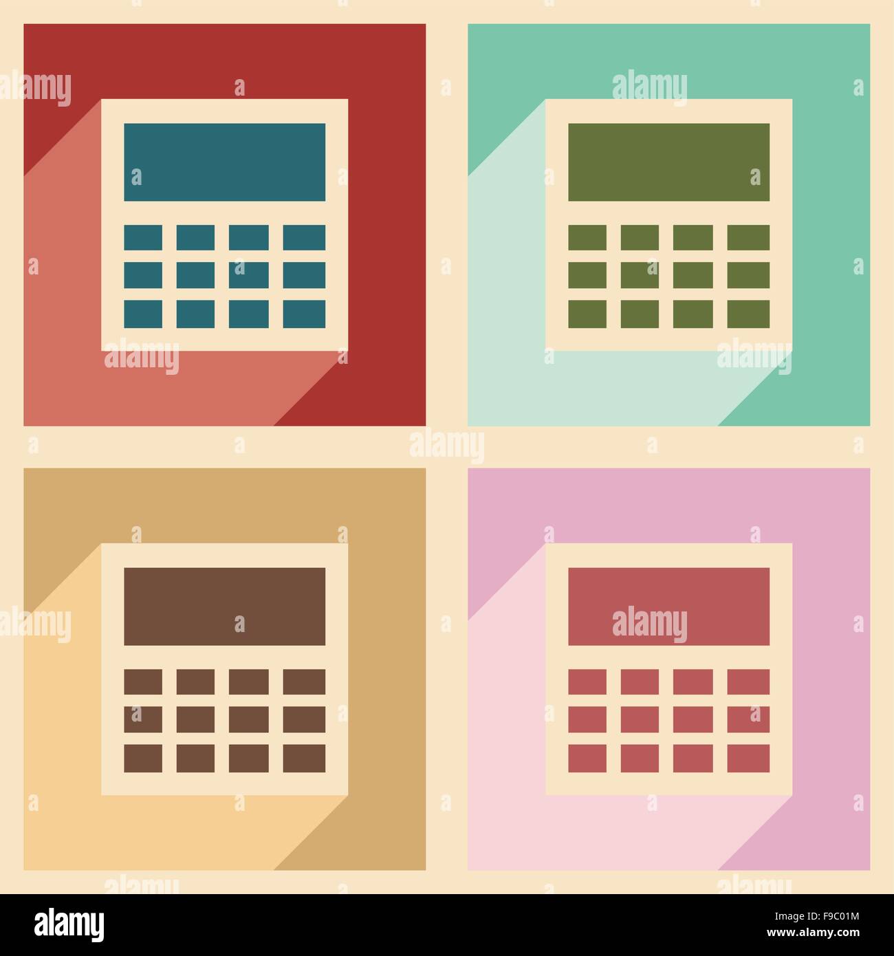 Flat with shadow concept and mobile application calculator Stock Vector