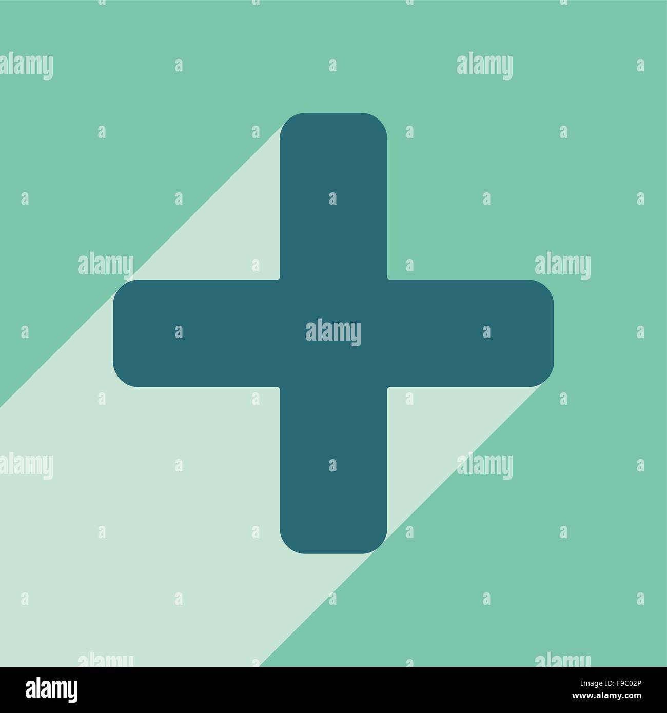 Flat with shadow icon and mobile application plus Stock Vector Image ...