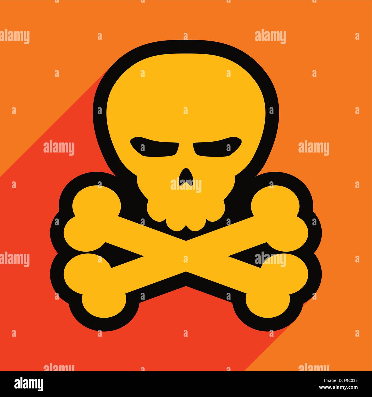 Flat with shadow icon and mobile application Halloween skull bones Stock Vector