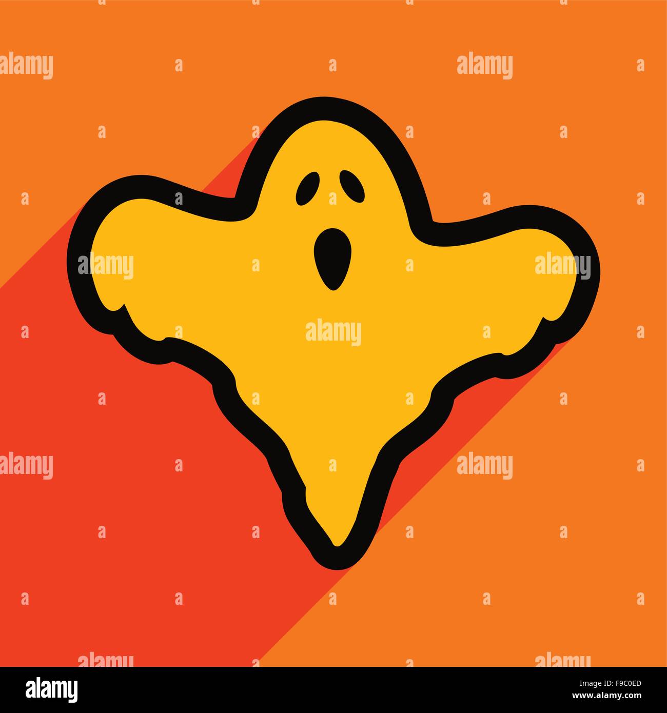 Flat with shadow icon and mobile application ghost Stock Vector Image ...
