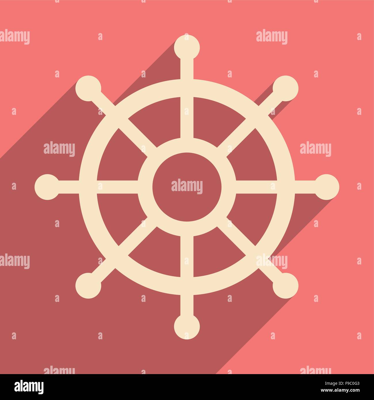 Flat with shadow icon and mobile application helm ship Stock Vector ...