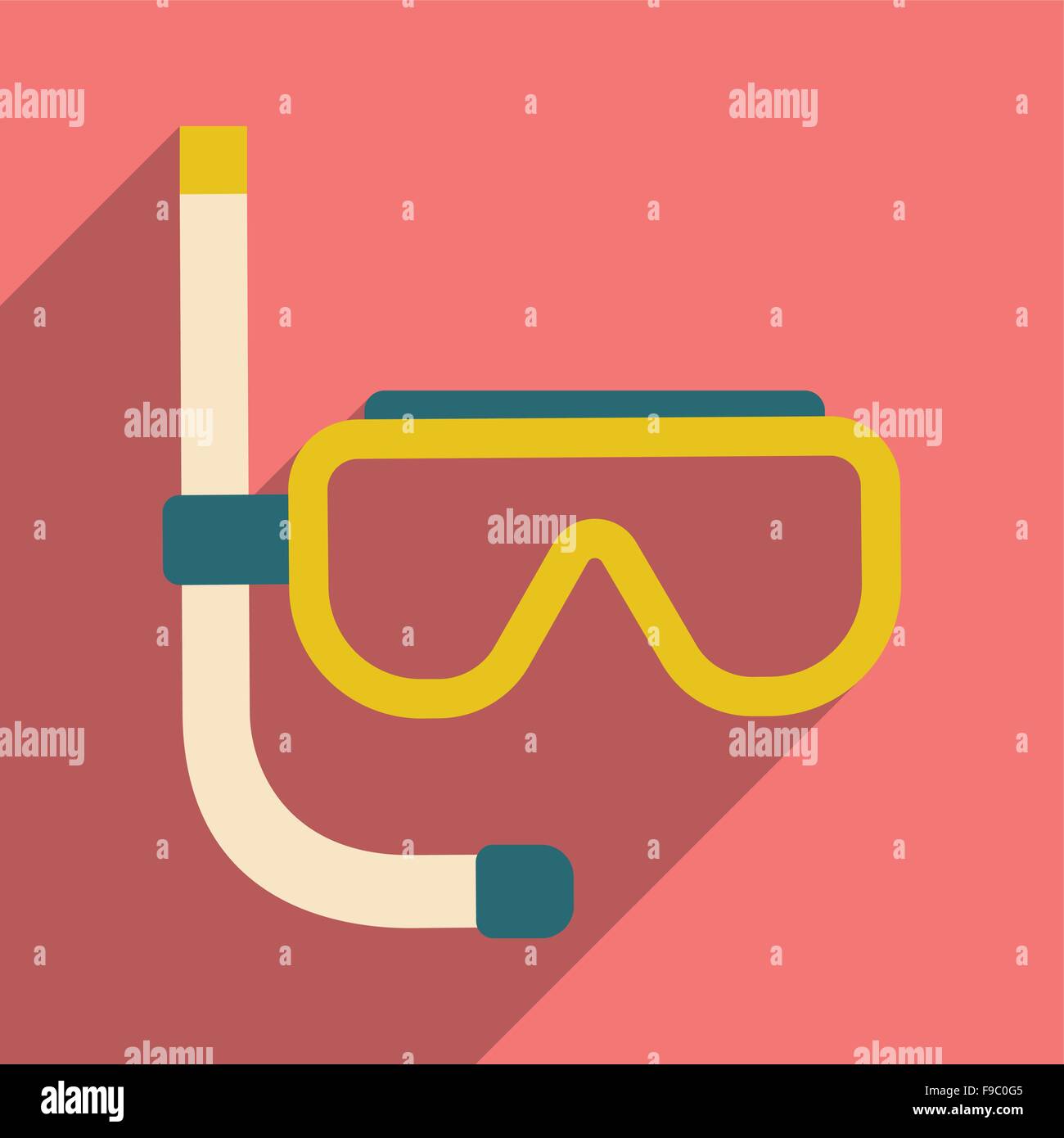 Flat with shadow icon and mobile application diving Mask Stock Vector ...