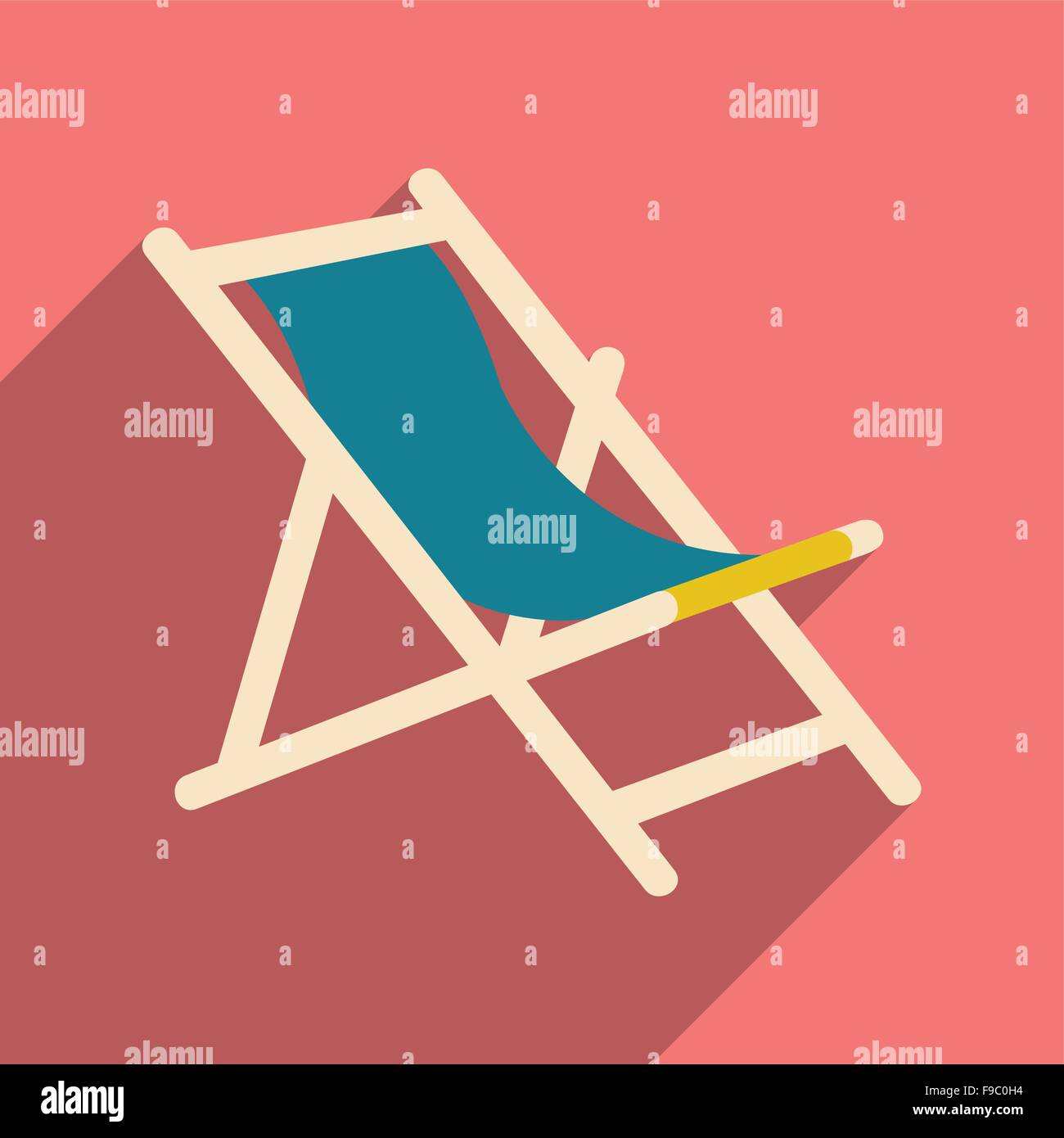 Flat with shadow icon and mobile application deck chair Stock Vector ...