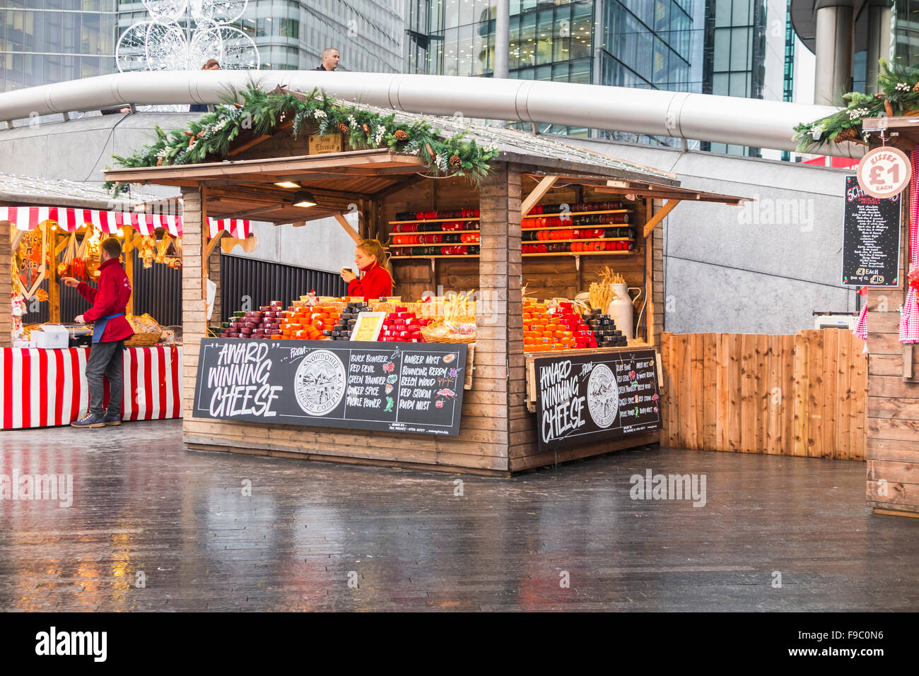 Cheese stall at London Bridge City Christmas Market, Southwark, London