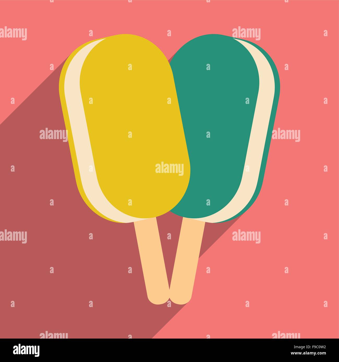 Flat with shadow icon and mobile application ice lolly Stock Vector