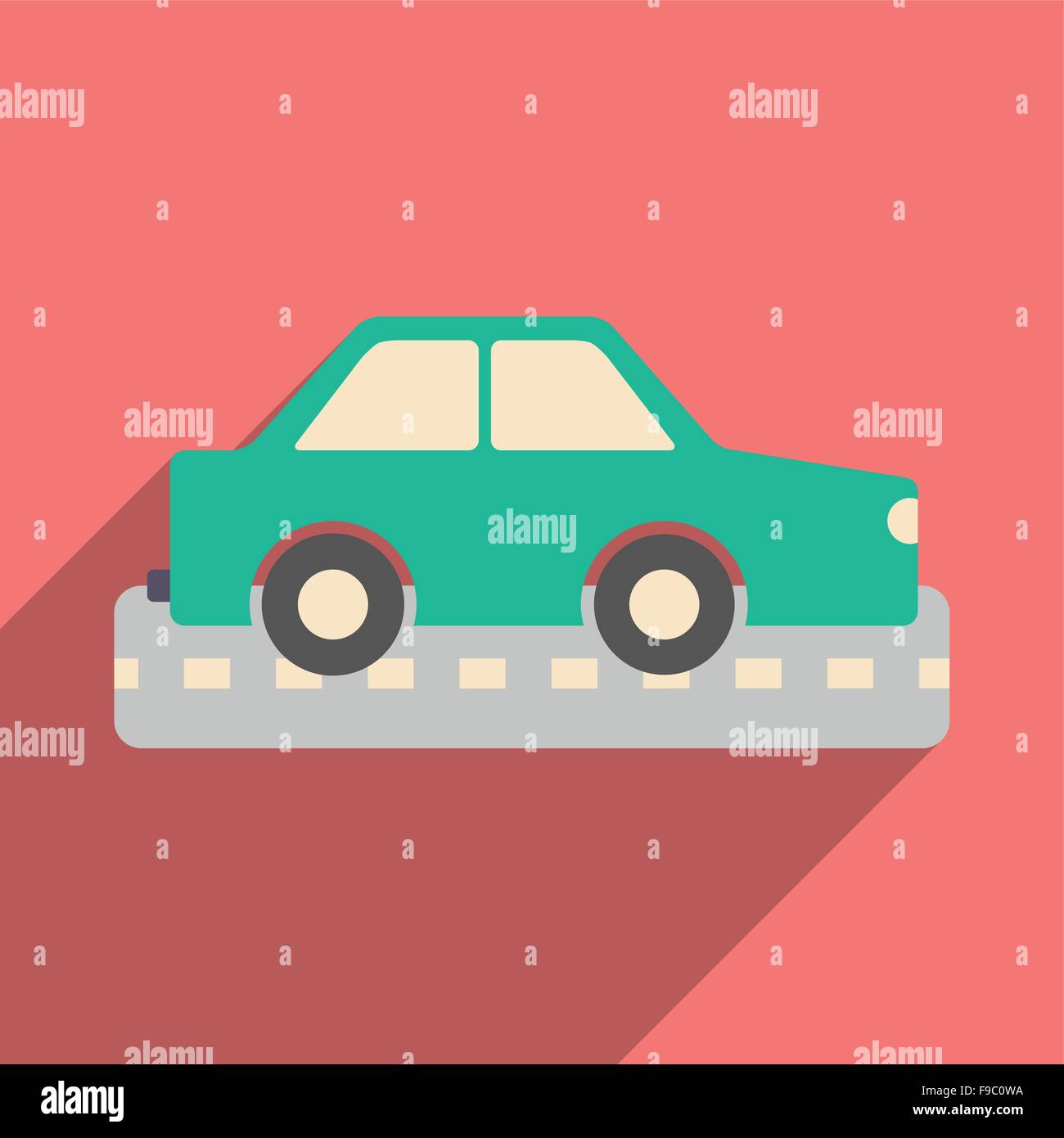 Flat with shadow icon and mobile application car Stock Vector