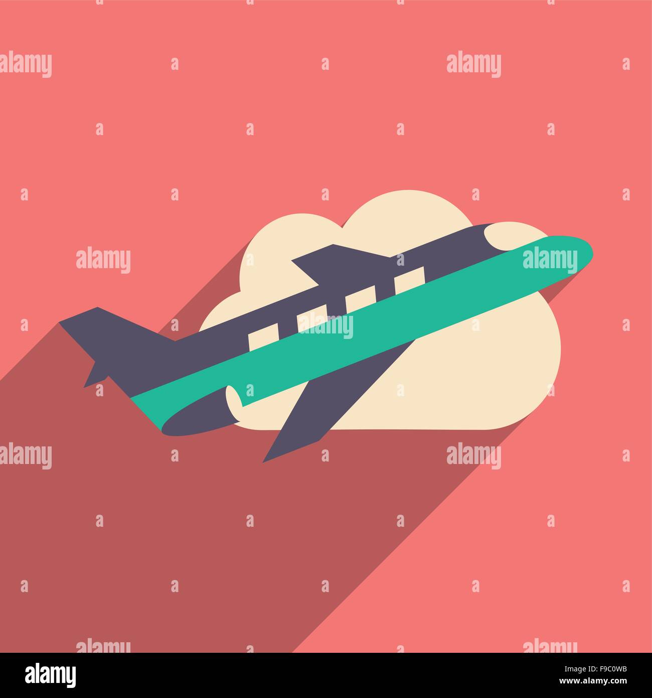 Flat with shadow icon and mobile application plane Stock Vector