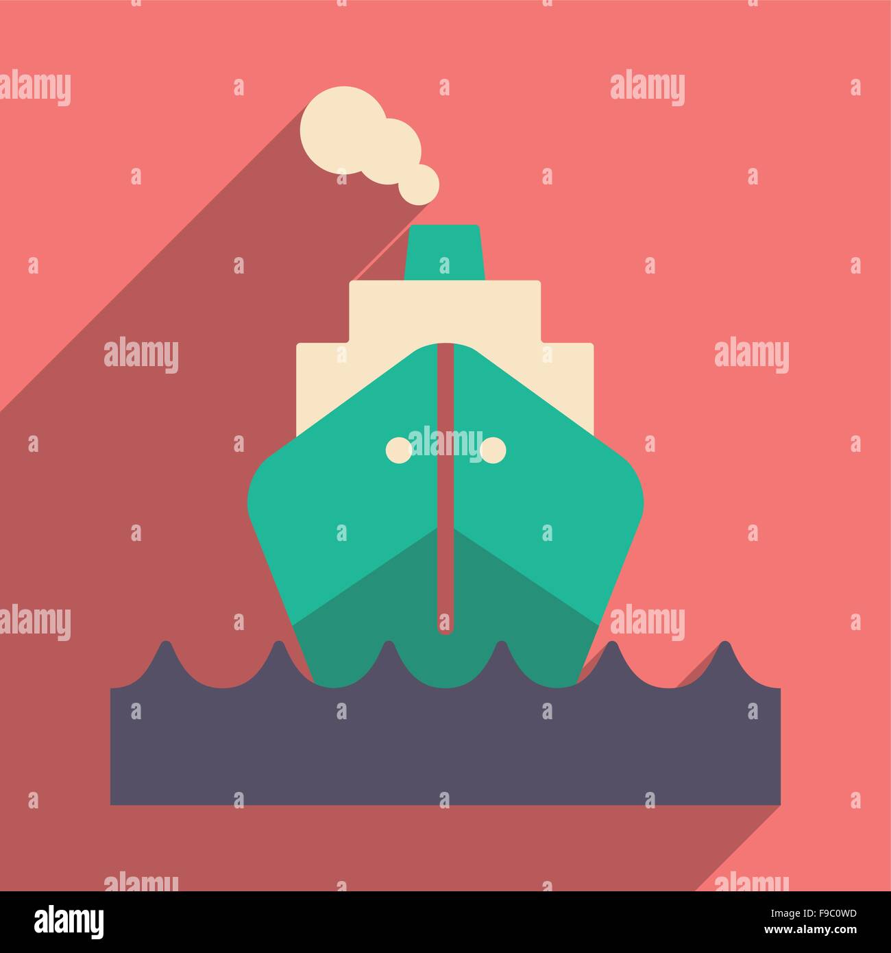 Flat with shadow icon and mobile application ship Stock Vector Image ...