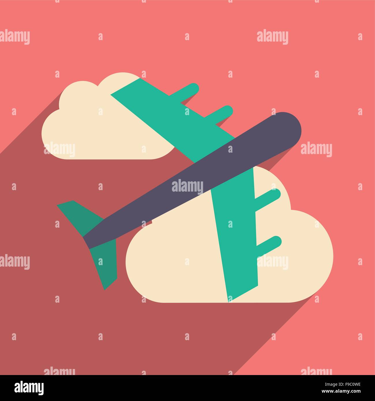 Flat with shadow icon and mobile application airplane Stock Vector ...