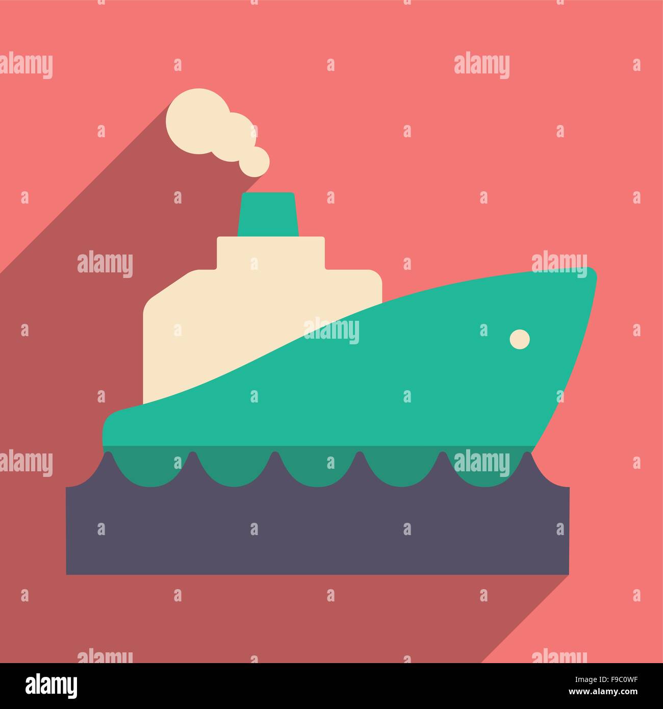 Flat with shadow icon and mobile application boat Stock Vector Image ...
