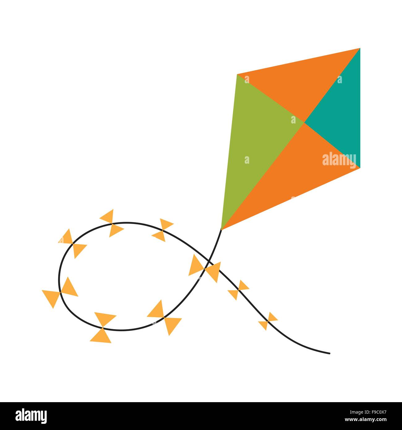 Flat with shadow icon and mobile application kite Stock Vector