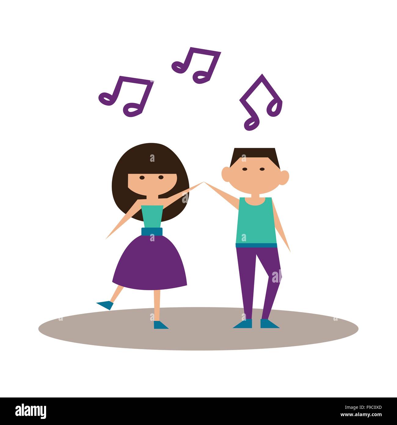 Flat with shadow icon and mobile application dancing Stock Vector