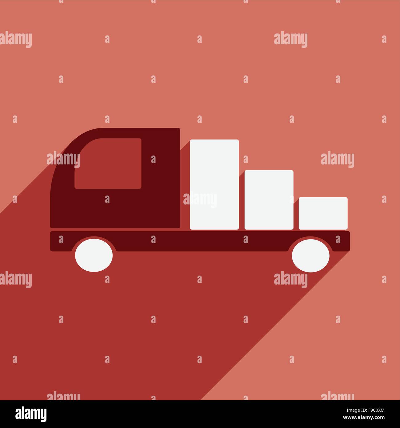 Flat with shadow icon and mobile application delivery truck Stock ...