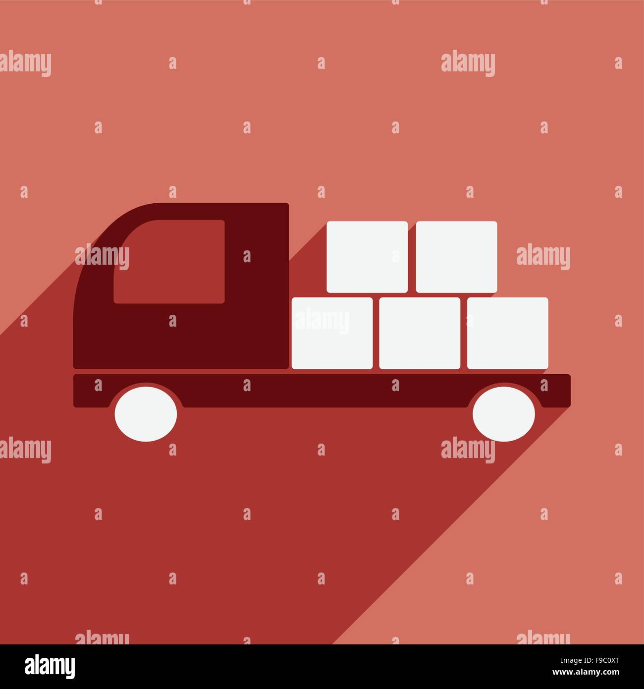 Flat with shadow icon and mobile application delivery truck Stock ...