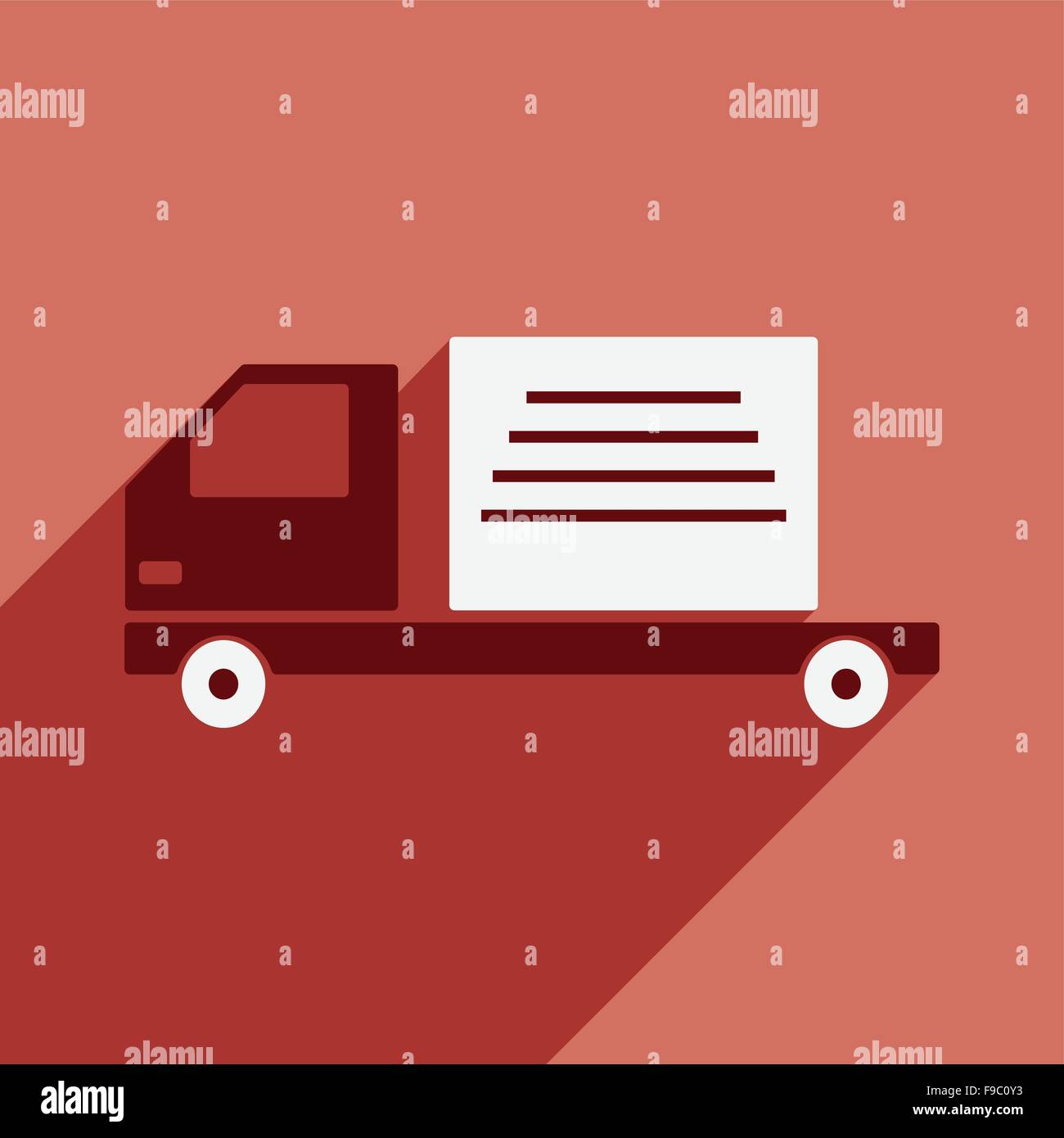Flat with shadow icon and mobile application delivery truck Stock ...