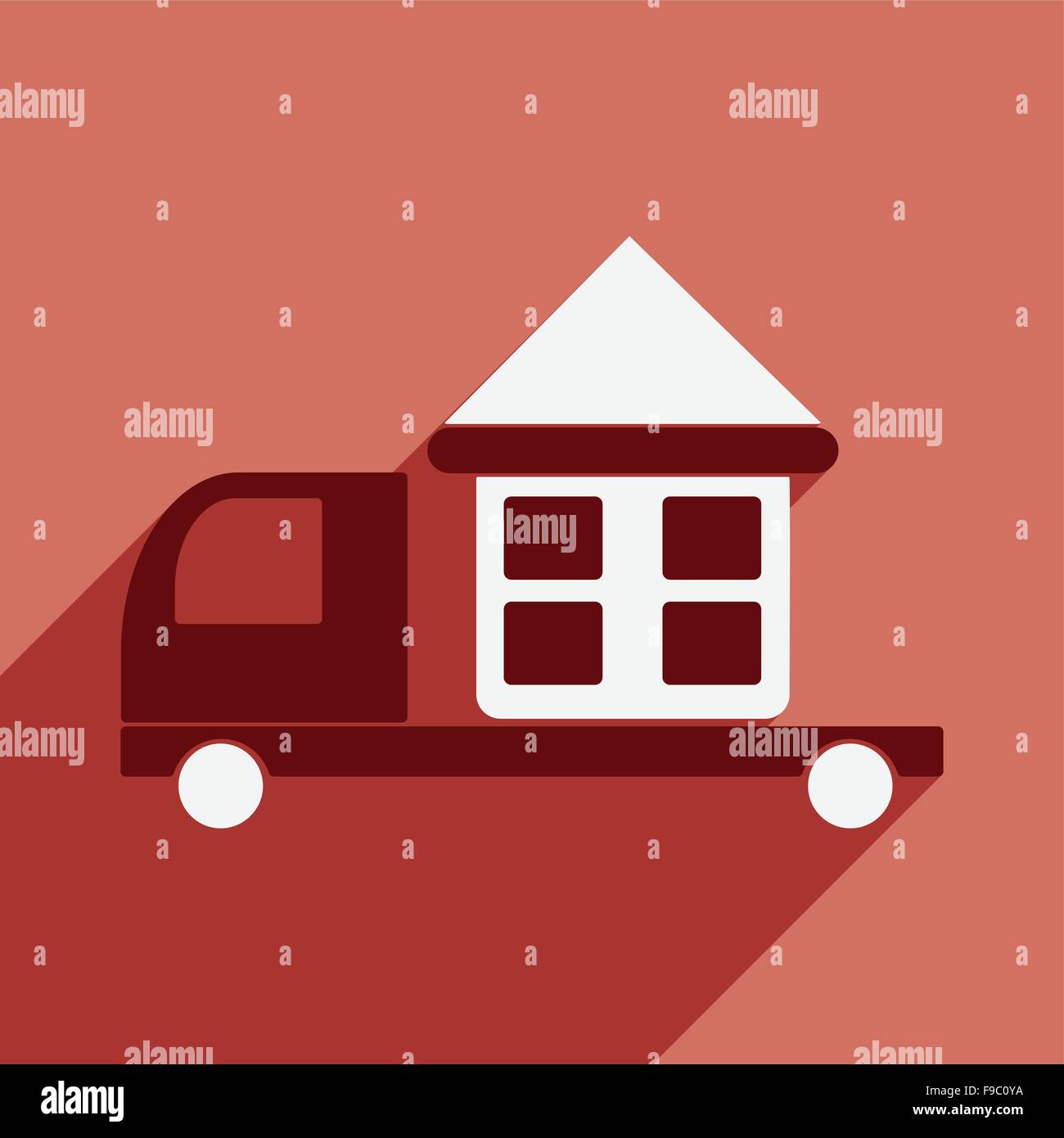 Flat with shadow icon and mobile application car home delivery Stock Vector