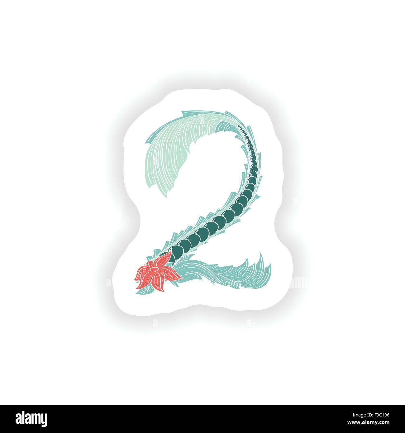 stiker Abstract number 2 logo icon  in Blue tropical style Stock Vector