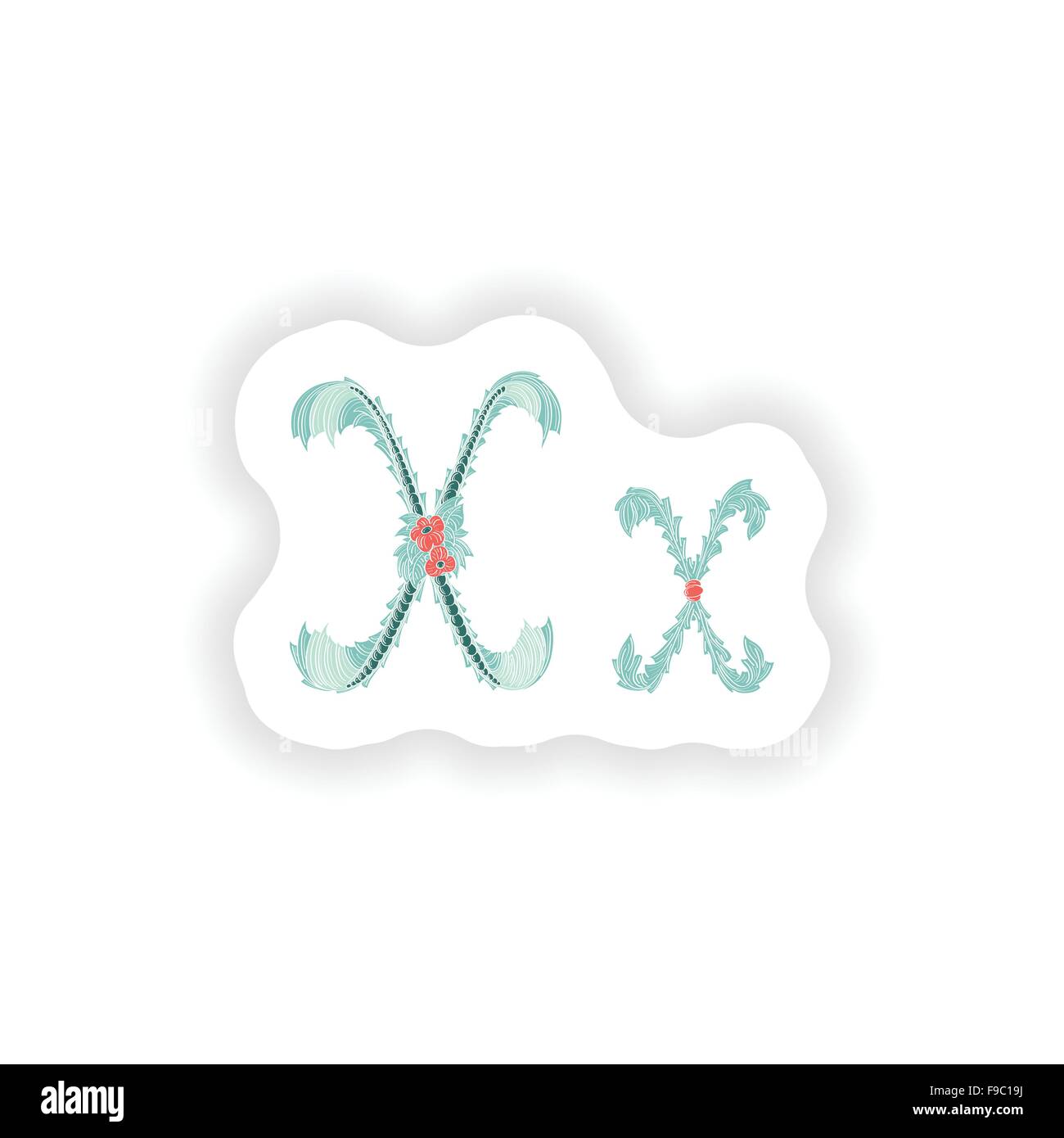 stiker Abstract letter X logo icon  in Blue tropical style Stock Vector