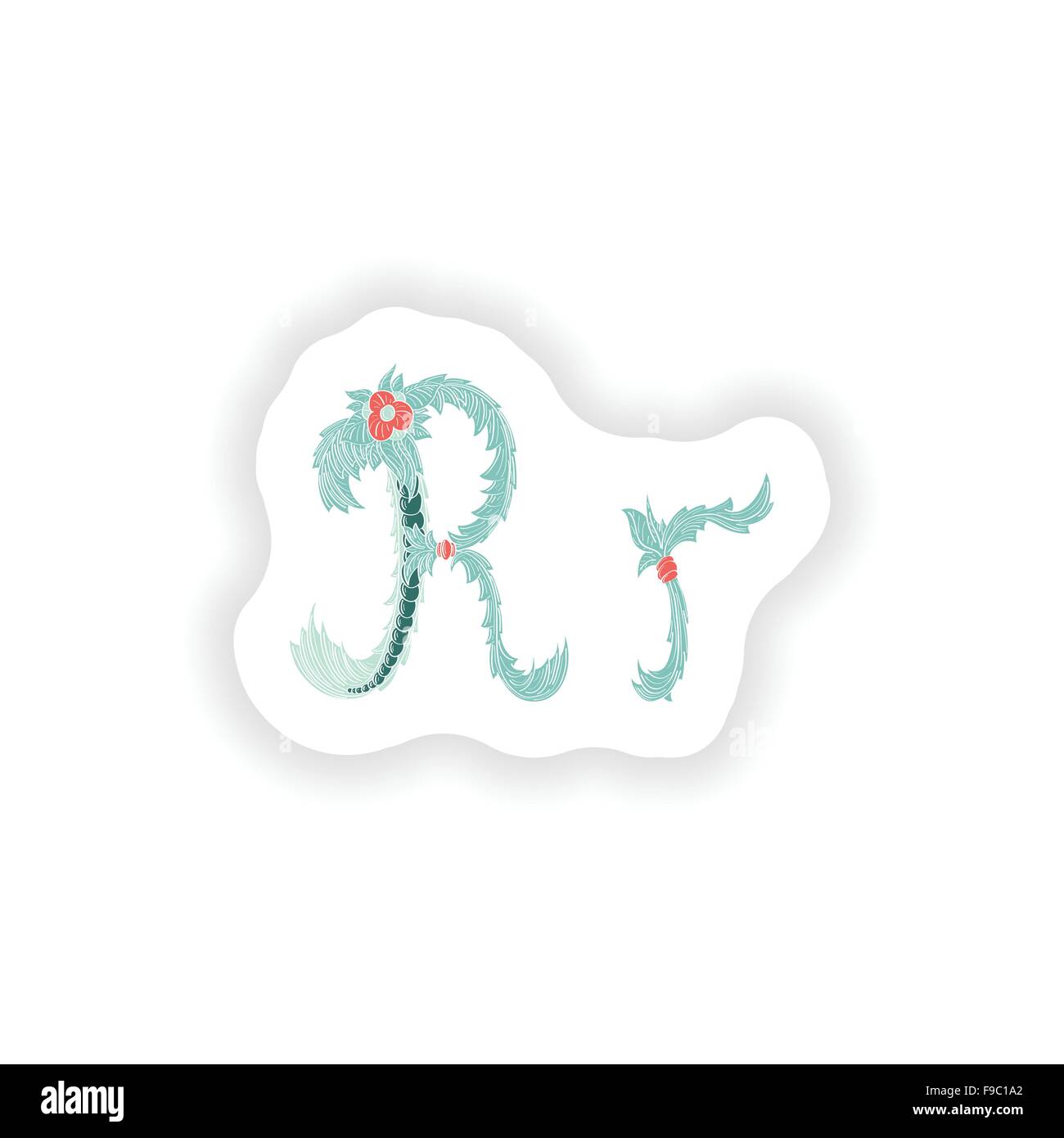 stiker Abstract letter R logo icon in Blue tropical style Stock Vector ...