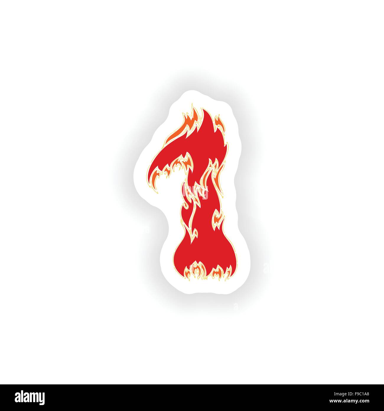 sticker fiery font red number 1 on white background Stock Vector