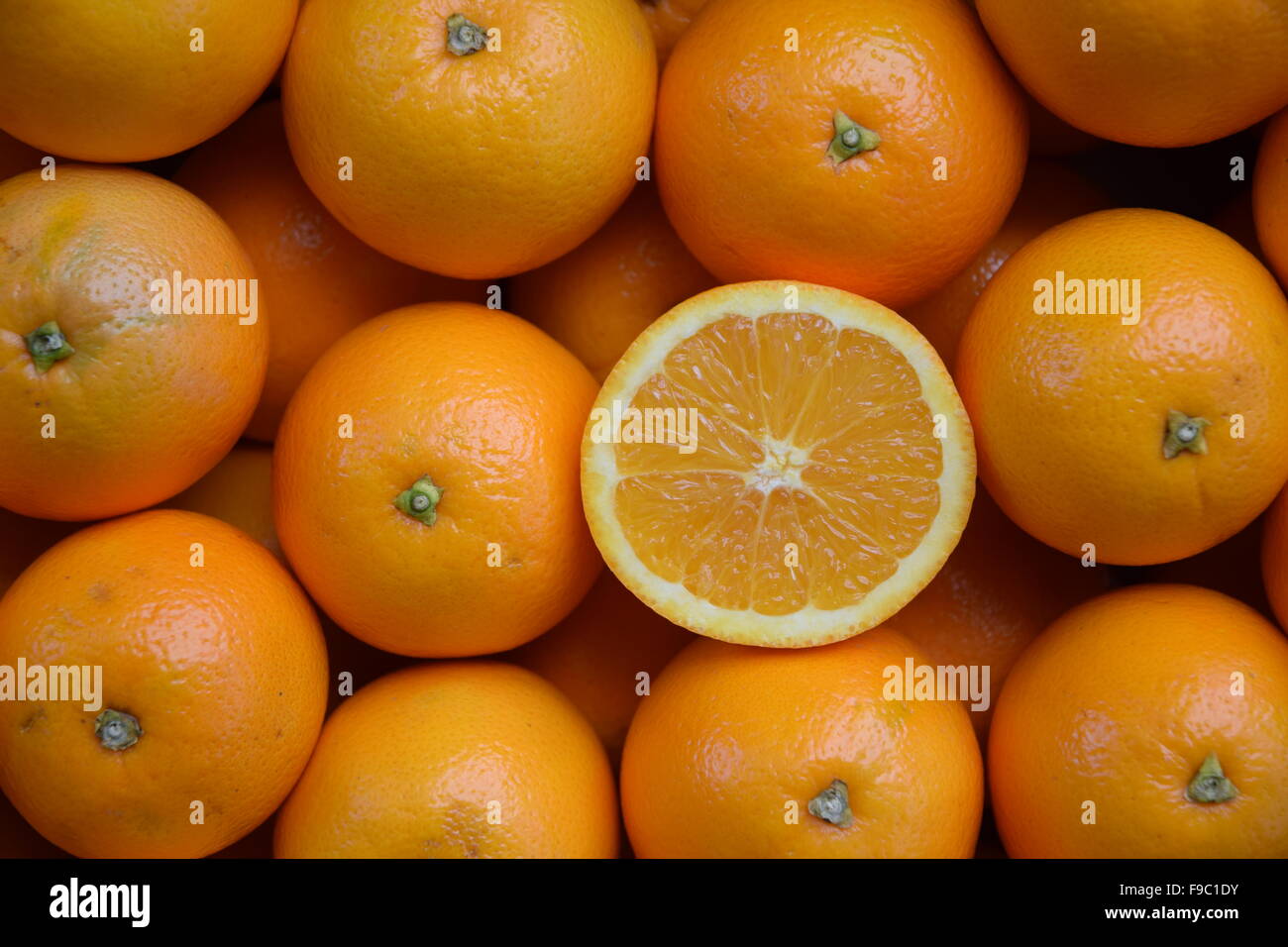 A slice of premium navel orange. Stock Photo