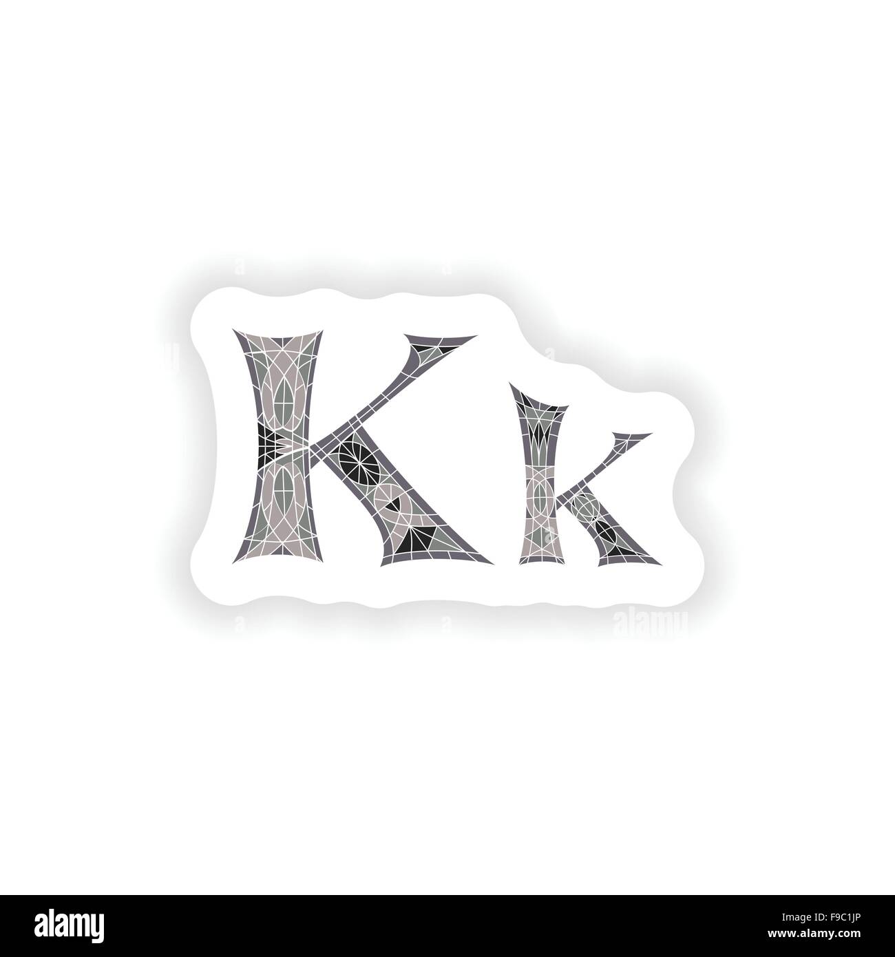 sticker Low poly letter K in gray mosaic polygon Stock Vector