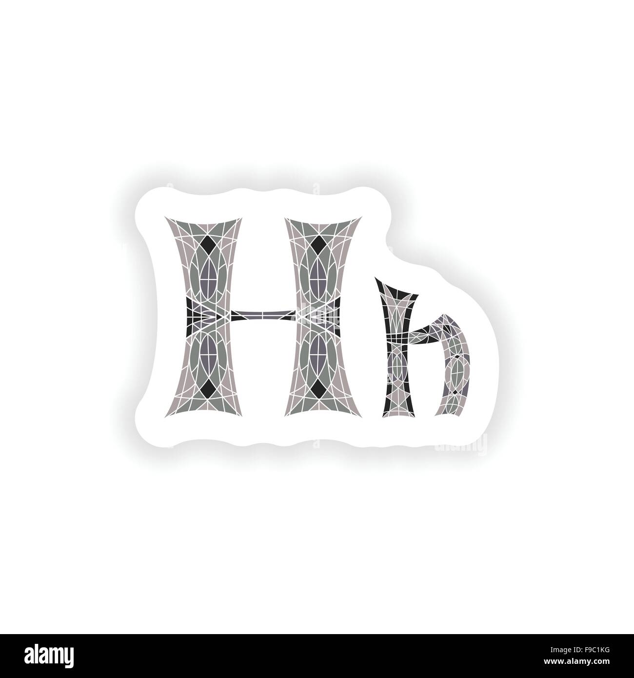 sticker Low poly letter H in gray mosaic polygon Stock Vector