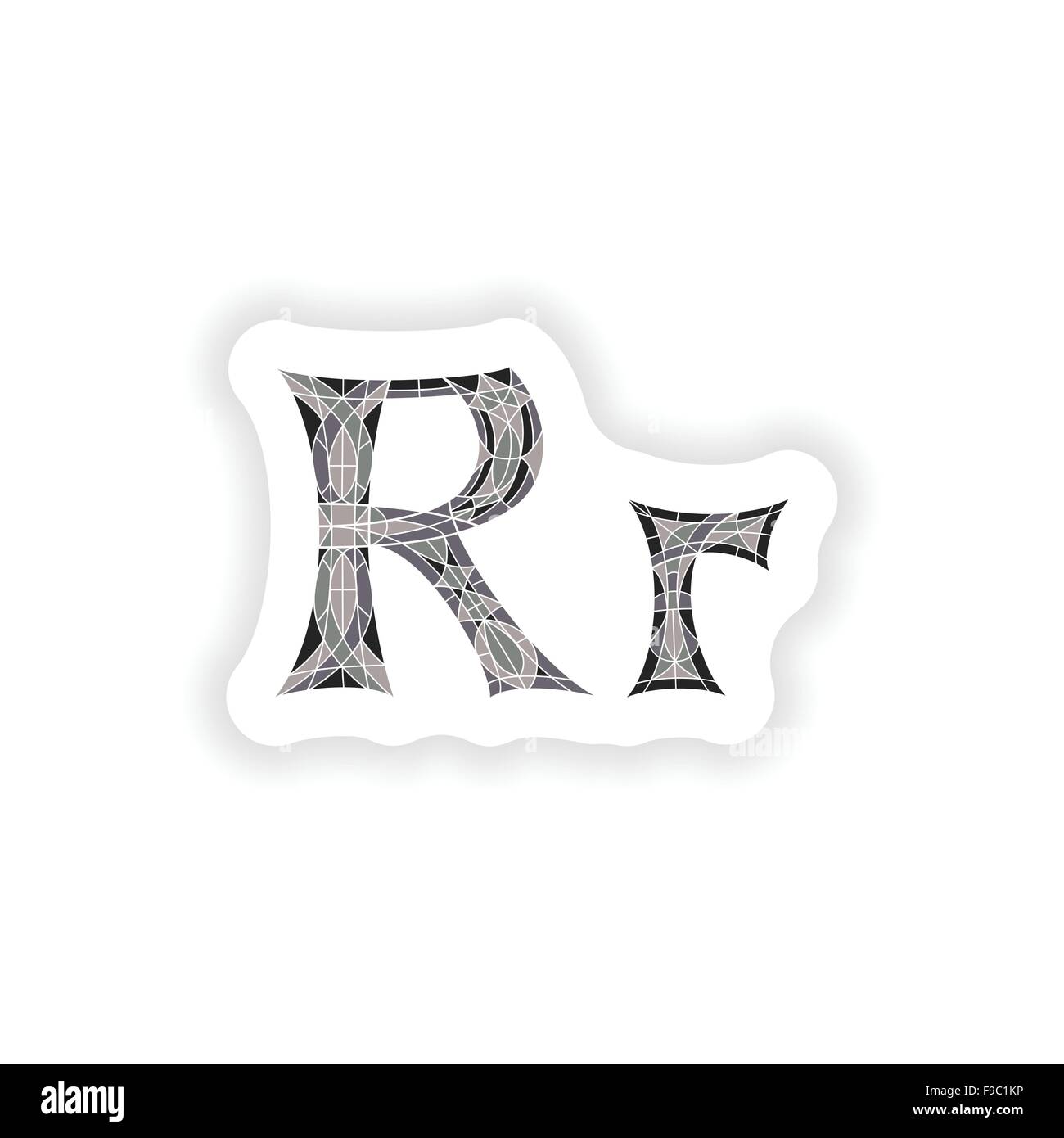 sticker Low poly letter R in gray mosaic polygon Stock Vector