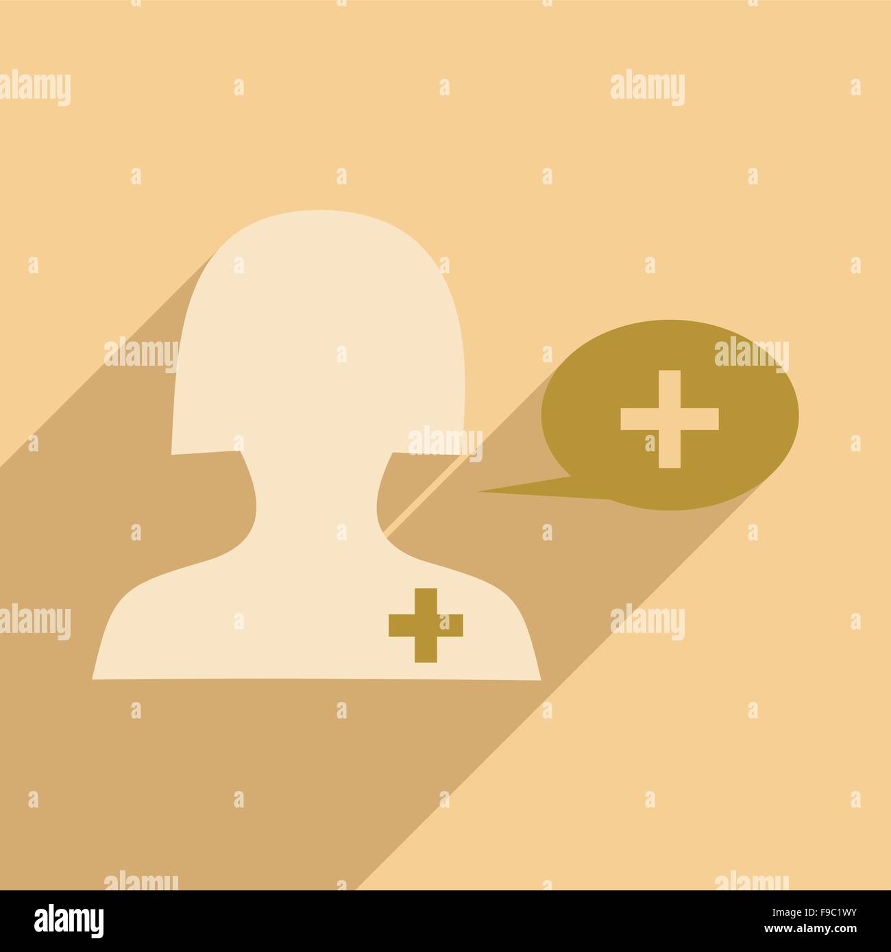 Flat with shadow icon and mobile application doctor Stock Vector Image ...