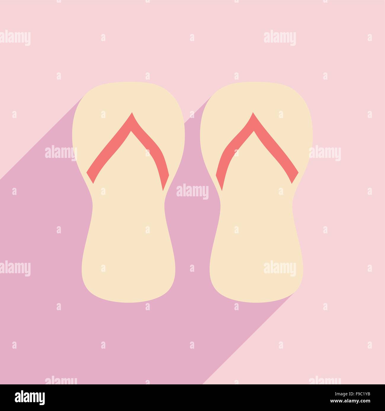 Flat with shadow icon and mobile application beach flip flops Stock ...